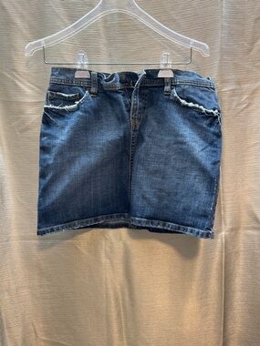 GAP Dark Blue Distressed Denim Mini Skirt